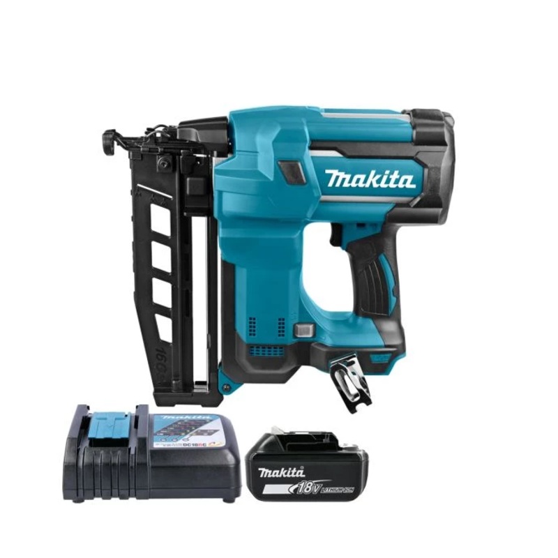 Makita DBN600 18V LXT 16G Cordless Second Fix Finishing Nailer With 1 x 5.0Ah Battery & Charger