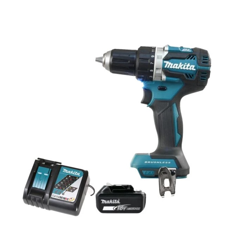 Makita Driver Drill DDF484Z 18V LXT Cordless Brushless 1/2″ 2-Speed Keyless Chuck Max 54Nm With 1 x 5.0Ah Battery & Charger