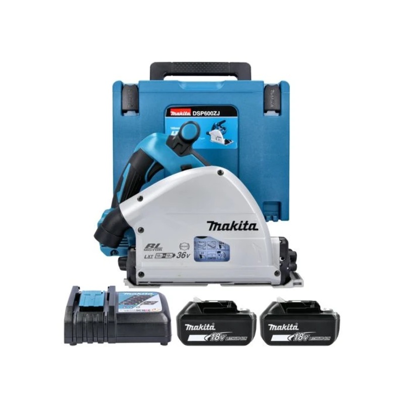Makita DSP600ZJ 36V Plunge Saw Cordless Brushless 165mm With 2 x 6Ah Batteries & Charger
