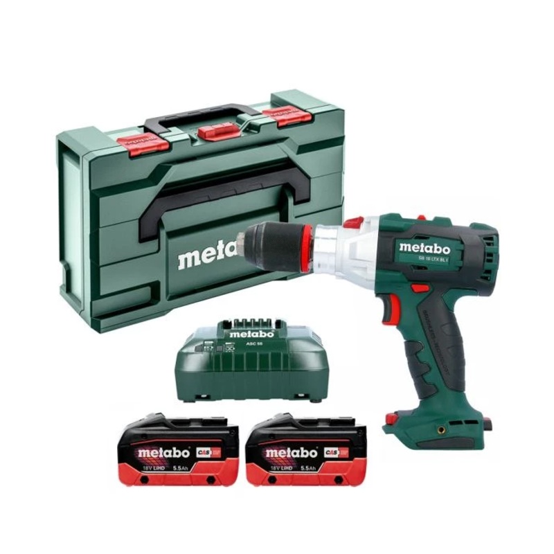 Metabo SB18 LTX 18V Brushless Impulse Cordless Combi Hammer Drill With 2 x 5.5Ah Batteries, Charger & Case