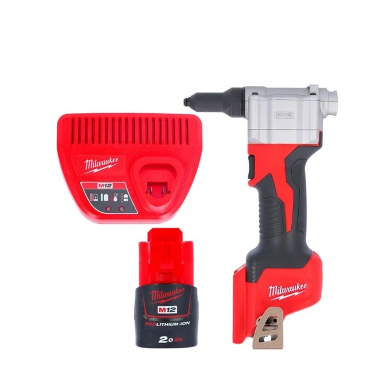 Milwaukee M12BPRT 12V M12 Cordless Pop Rivet Gun With 1 x 2.0Ah Battery & Charger