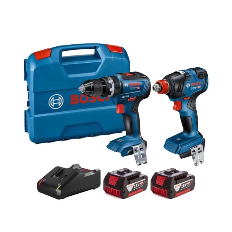 Bosch 0615990M71 18V Cordless Brushless Combi Drill & Impact Driver/Wrench Twin Pack With 2 x 5.0Ah Batteries, Charger & Carry Case