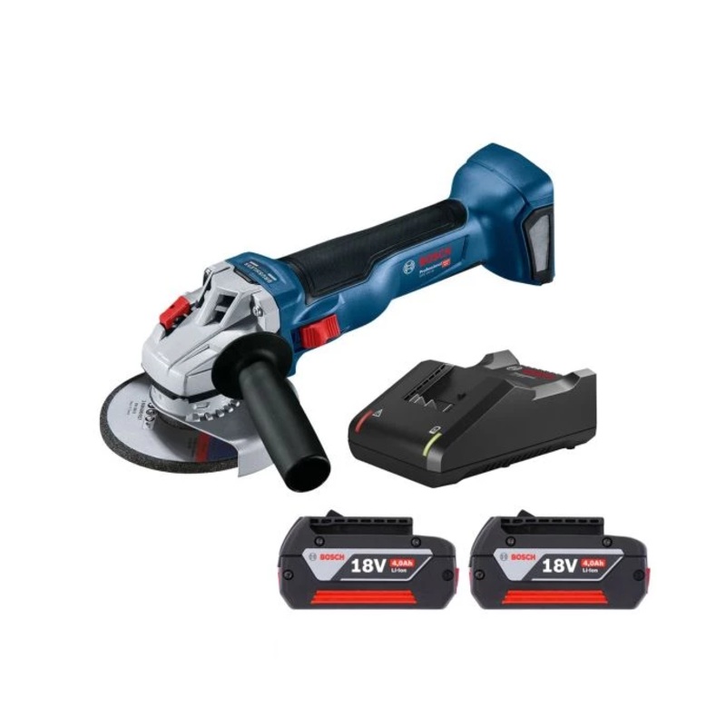 Bosch GWS 18V-10 Cordless Brushless 115mm Angle Grinder With 2 x 4.0Ah Batteries & Charger