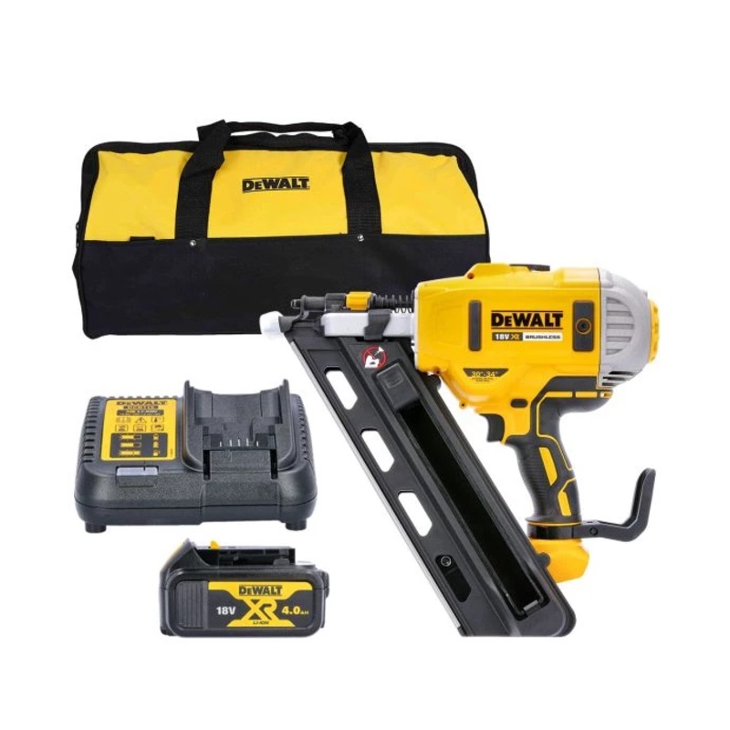 DeWalt DCN692 18V XR Li-lon Brushless 90mm First Fix Framing Nailer With 1 x 4.0Ah Battery, Charger & Tool Bag