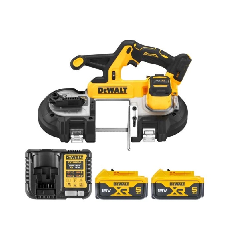 DeWalt DCS378N 18V XR Cordless Brushless Mid Sized Band Saw With 2 x 5.0Ah Batteries & Charger