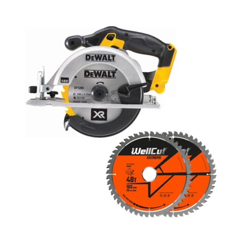 DeWalt DCS391 18V XR li-ion 165mm Circular Saw With 2 Extra 48 Teeth Wood Blade