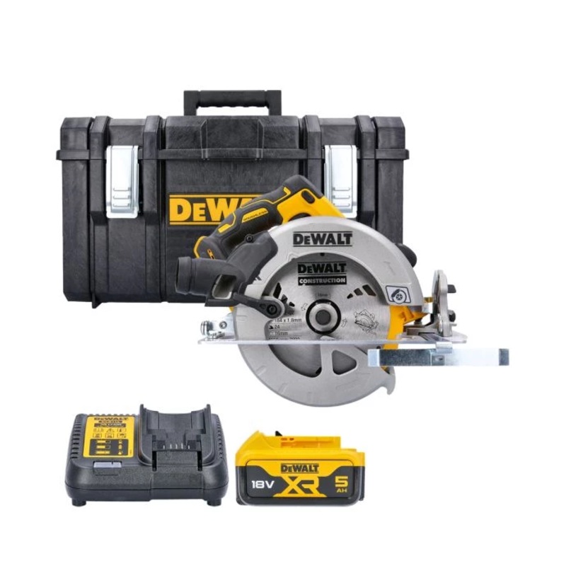 DeWalt DCS570N 18V XR Cordless Brushless 184mm Circular Saw With 1 x 5.0Ah Battery, Charger & Case