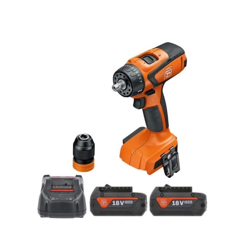 Fein ASCM 18 QSW 18V AS AMPShare 4 Speed Cordless Drill Driver With 2 x 5Ah Batteries & Charger