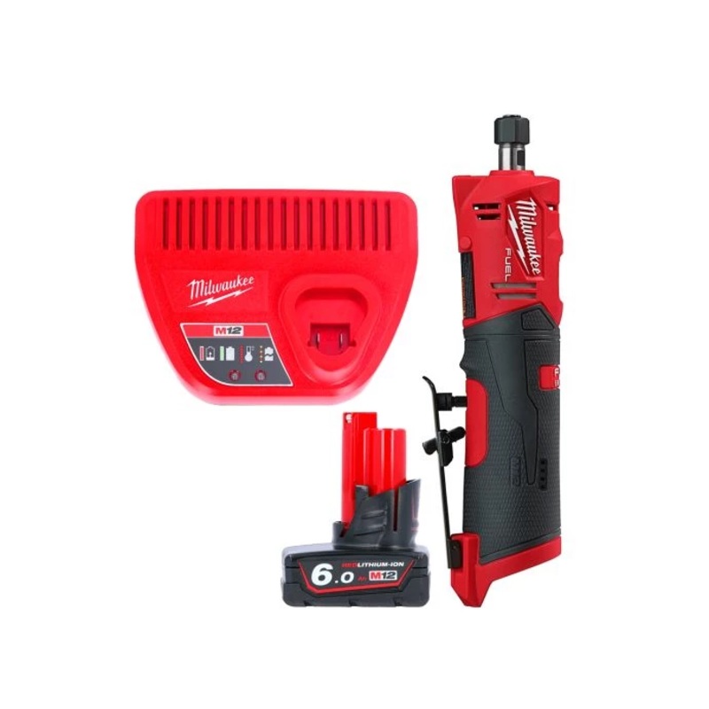 Milwaukee M12FDGS 12V Fuel Cordless Straight Die Grinder With 1 x 6.0Ah Battery & Charger