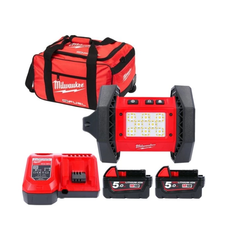 Milwaukee M18AL 18V Trueview Rover Area Light With 2 x 5.0Ah Batteries, Charger & 19″ Bag