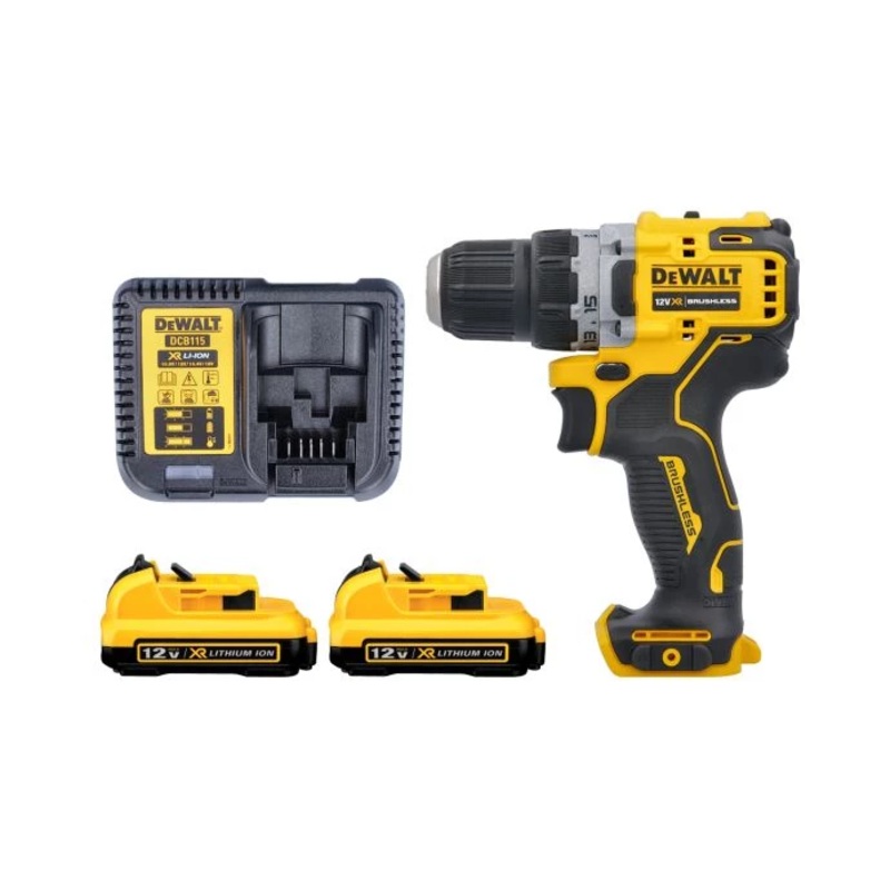 DeWalt DCD701 10.8V / 12V XR Cordless Brushless Sub-Compact Drill Driver With 2 x 2.0Ah Batteries & Charger