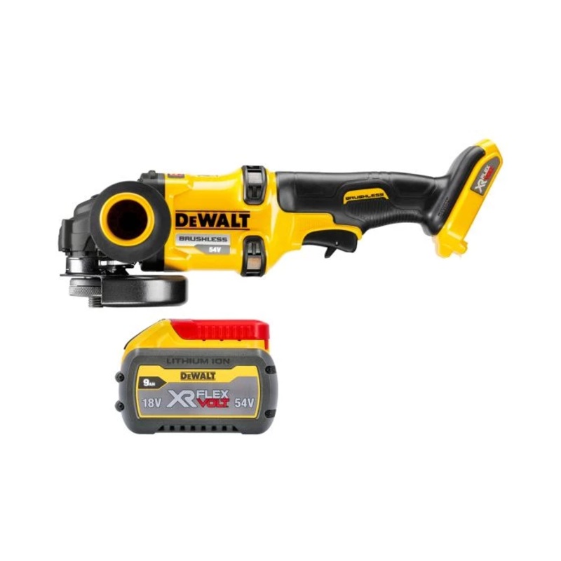 DeWalt DCG418 54V XR Cordless Brushless FlexVolt 125mm Angle Grinder With 1 x 9.0Ah Battery