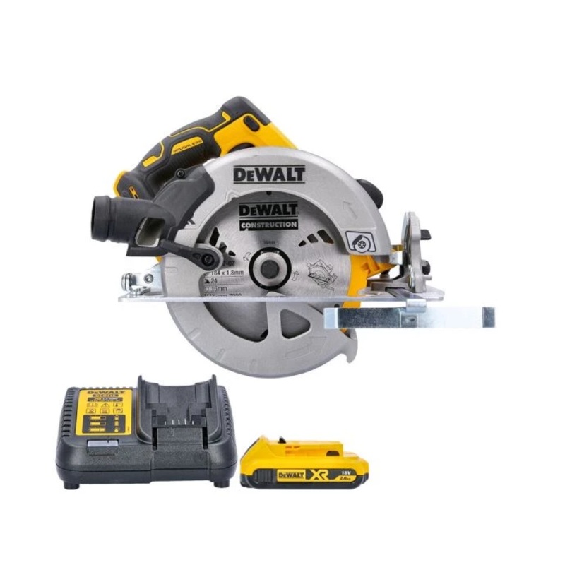 DeWalt DCS570 18V XR Cordless Brushless 184mm Circular Saw With 1 x 2.0Ah Battery & Charger