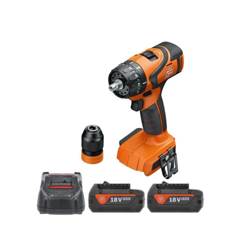 Fein ABS 18 Q AS 18V Cordless Brushless 2 Speed Drill/Driver With 2 x 5Ah Batteries & Charger