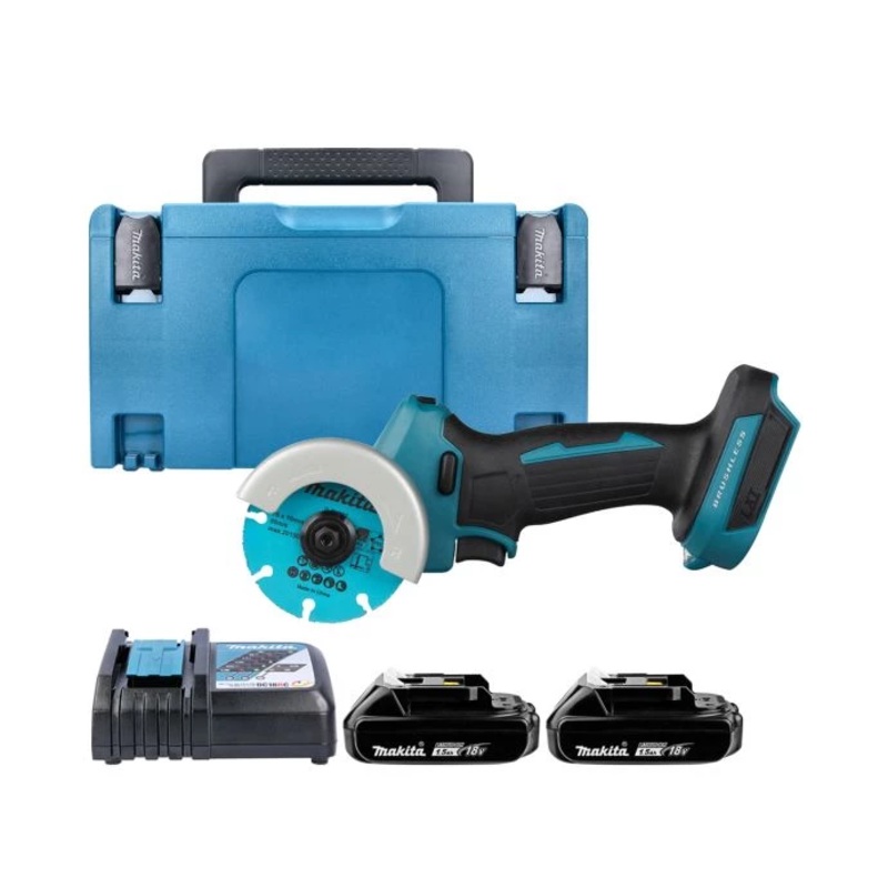 Makita Cut-Off Saw DMC300Z 18V LXT Cordless Brushless 76mm With 2 x 1.5Ah Batteries, Charger & Case