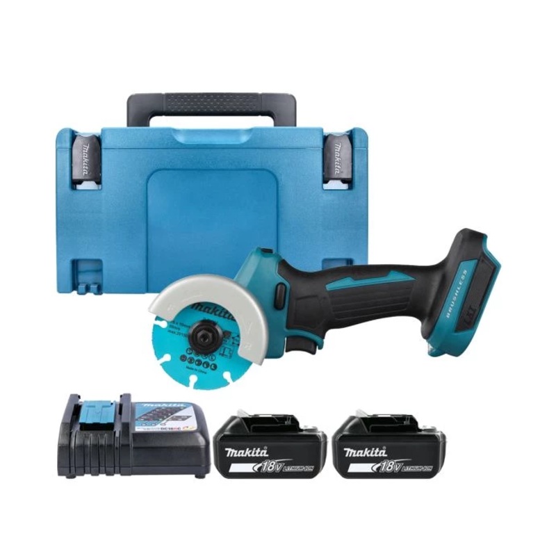 Makita Cut-Off Saw DMC300Z 18V LXT Cordless Brushless 76mm With 2 x 6.0Ah Batteries, Charger & Case