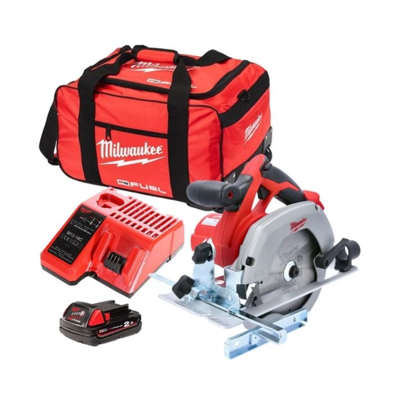 Milwaukee HD18CS 18V 165mm Circular Saw With 1 x 2.0Ah Battery, Charger & 19″ Wheel Bag