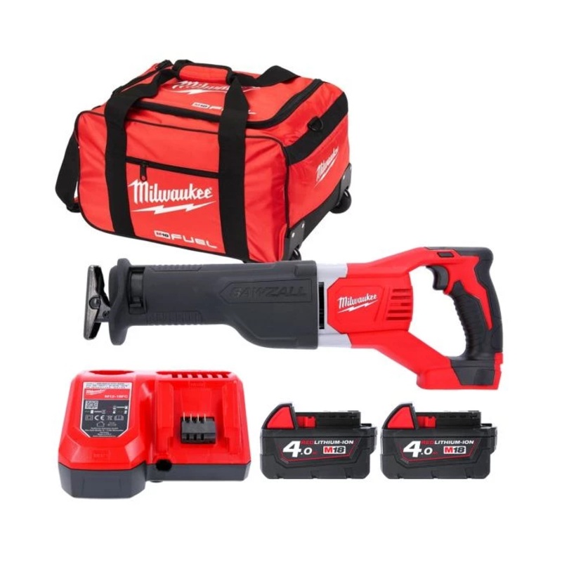 Milwaukee M18BSX 18V Heavy Duty Reciprocating Saw With 2 x 4.0Ah Batteries, Charger & 24″ Bag