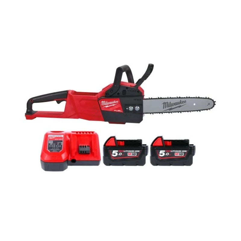 Milwaukee M18FCHSC 18V Cordless FUEL Compact Chainsaw With 2 x 5.0Ah Batteries & Charger