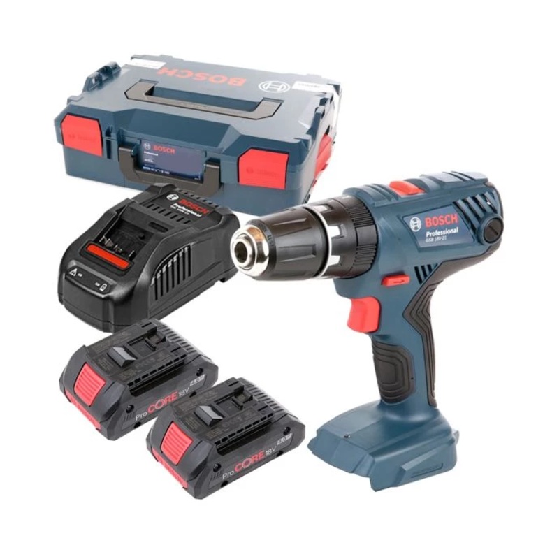 Bosch GSB18V-21 18V Li-ion Combi Drill With 2 x 4.0Ah Batteries, Charger & Case
