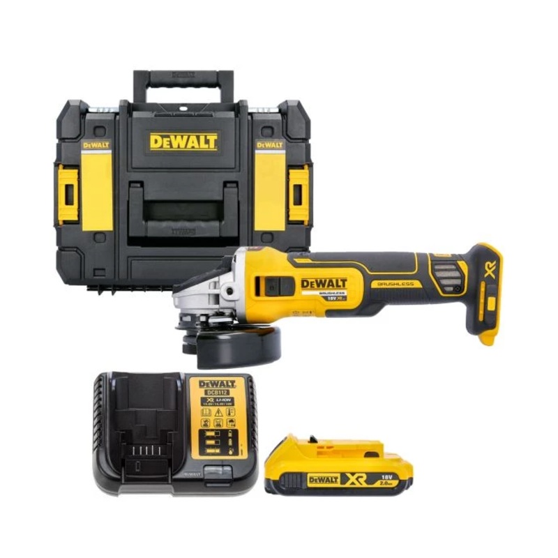 DeWalt DCG405 18V XR Brushless Cordless 125mm Angle Grinder With 1 x 2.0Ah Battery, Charger & Case