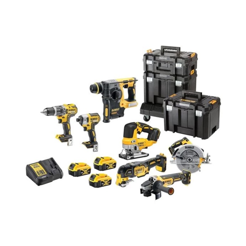DeWalt DCK755P3T 18V Cordless Brushless 7 Piece Tool Kit With 3 x 5.0Ah Batteries, Charger & Tool Boxes