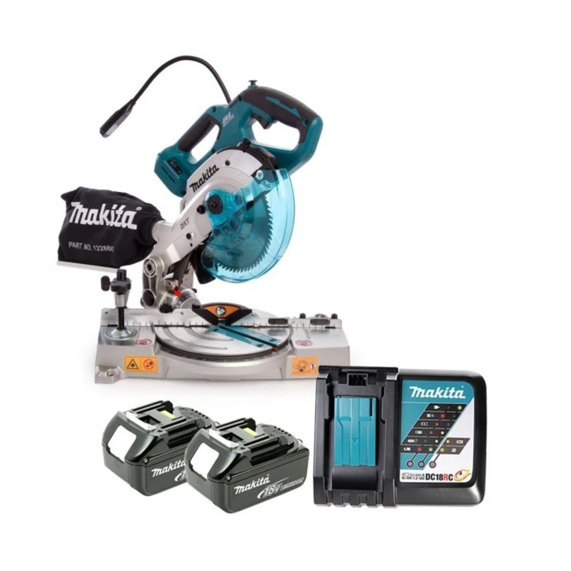 Makita DLS600 18V Li-ion LXT Brushless 165mm Mitre Saw With 2 x 4.0Ah Batteries & Charger