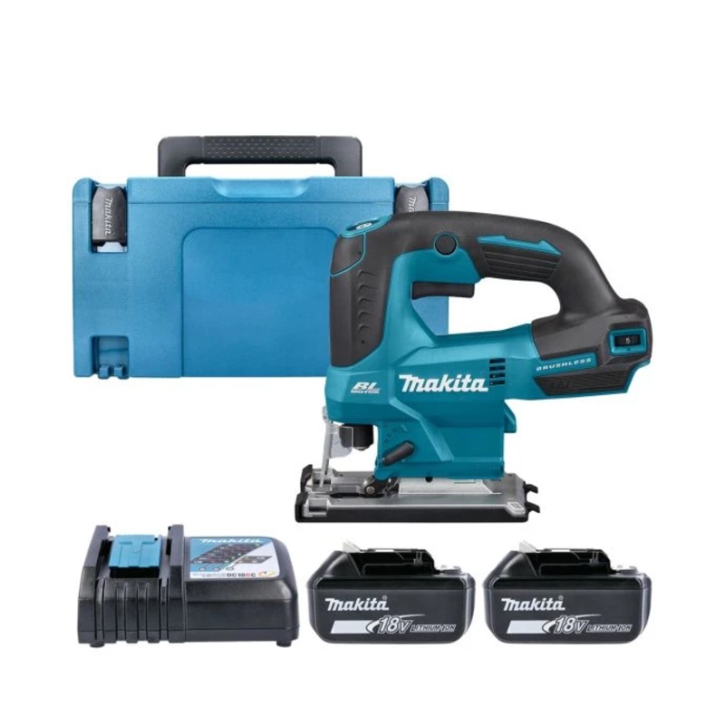Makita Jigsaw DJV184Z 18V LXT Cordless Brushless Top Handle 23mm 400W With 2 x 5.0Ah Batteries, Charger & Case