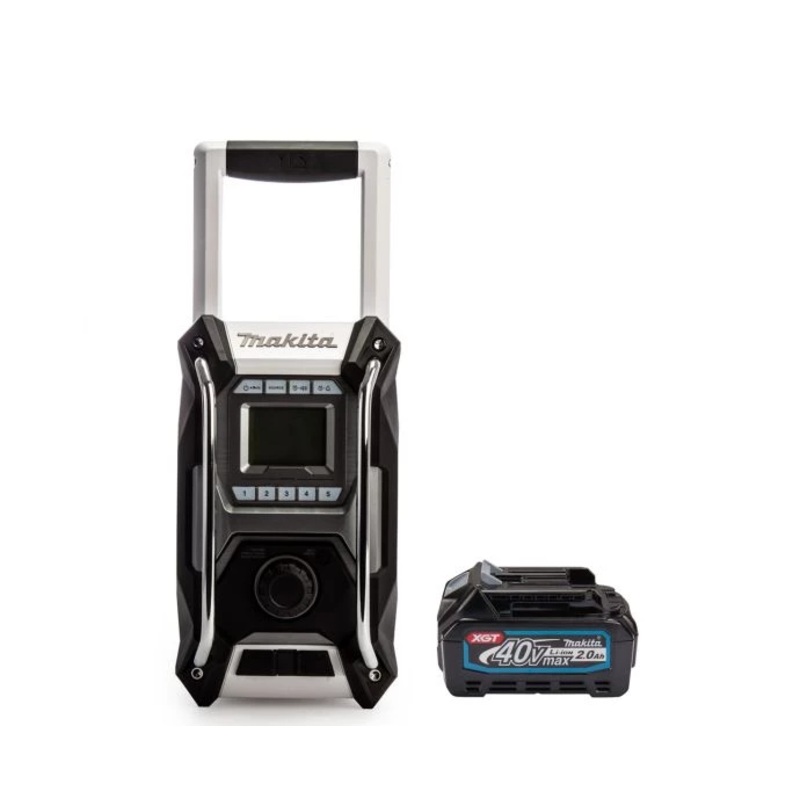 Makita Radio MR002GZ01 12V Max/18V/40V Max CXT/LXT/XGT Cordless/AC FM Jobsite With Bluetooth, AUX & USB With 1 x 2.0Ah Battery & Charger