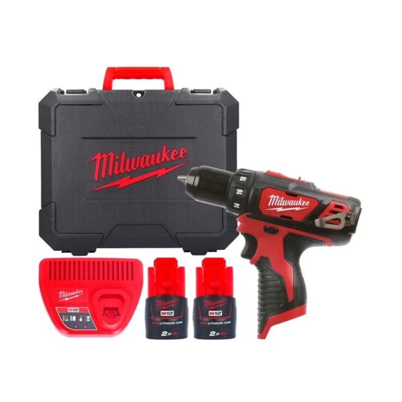Milwaukee M12BDD-202C 12V Cordless Compact Drill Driver With 2 x 2.0Ah Batteries, Charger & Carry Case