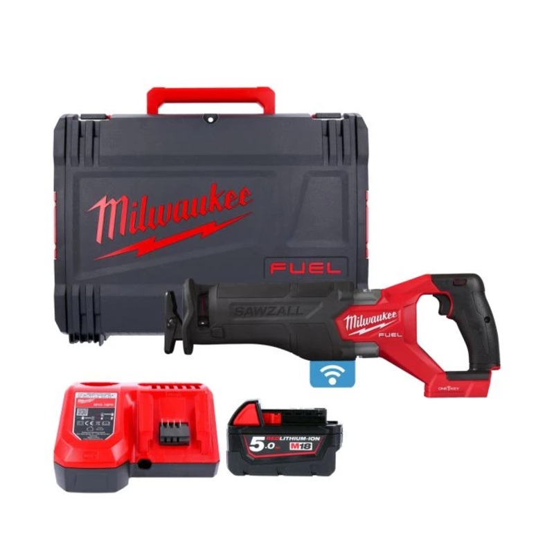 Milwaukee M18ONEFSZ 18V Fuel ONEKEY Sawzall with 1 x 5.0Ah Battery, Charger & Case