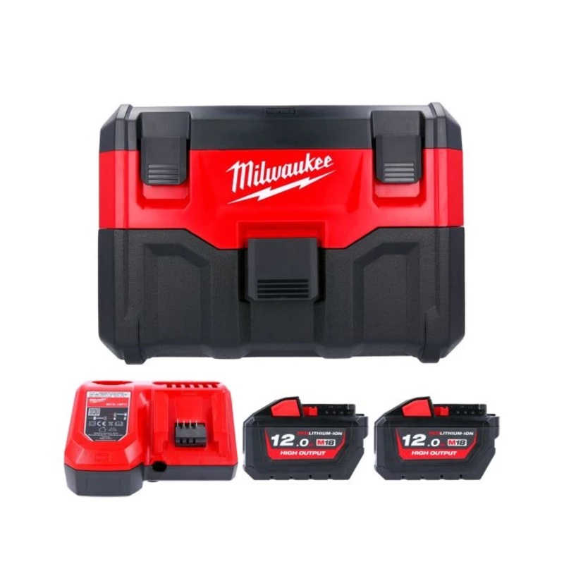 Milwaukee M18VC2 18V 2nd Generation Wet & Dry Vacuum Cleaner With 2 x 12.0Ah Batteries & Charger