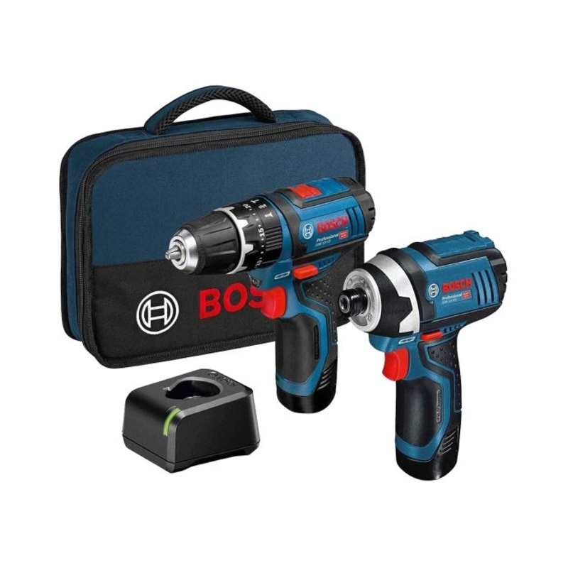 Bosch 06019A6979 12V Professional Combi Drill & Impact Driver Twin Pack With 2 x 2.0Ah Batteries, Charger & Tool Bag