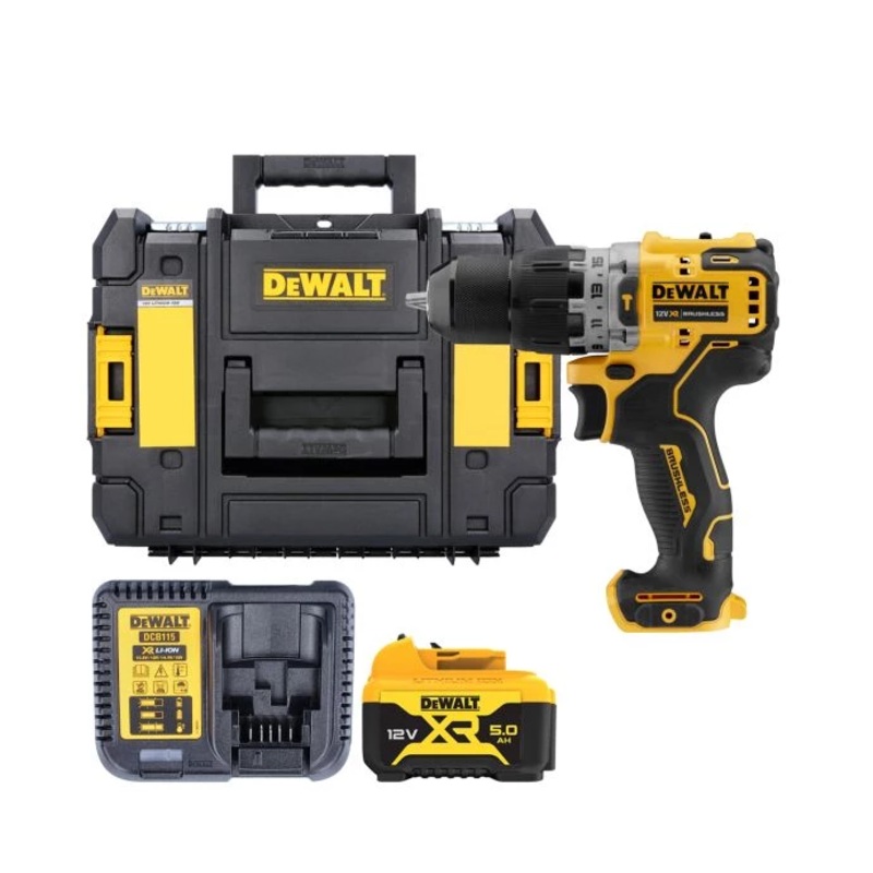 Dewalt DCD706 12V XR Cordless Brushless Sub Compact Combi Drill With 1 x 5.0Ah Battery, Charger & TSTAK II Case