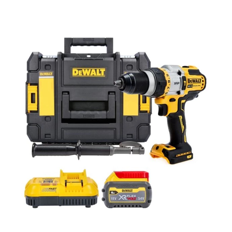 DeWalt DCD999NT 18V XR Cordless Brushless FlexVolt Advantage High Power Combi Drill With 1 x 6.0Ah Battery, Charger & TSTAK Case