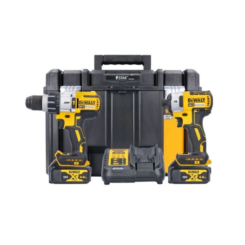 DeWalt DCK276M2T 18V XR Cordless Brushless Combi Drill & Impact Driver Twin Pack With 2 x 4.0Ah Batteries, Charger & TSTAK VI Case