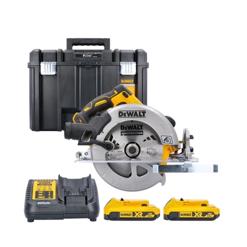 DeWalt DCS570 18V XR Cordless Brushless 184mm Circular Saw With 2 x 2.0Ah Batteries, Charger & TSTAK VI Case