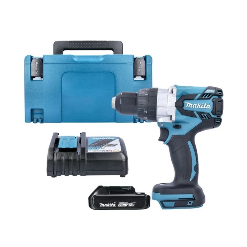 Makita Combi Drill DHP481Z 18V LXT Cordless Brushless 1/2″ 2-Speed Keyless Chuck Max 60Nm With 1 x 2.0Ah Battery, Charger & Case