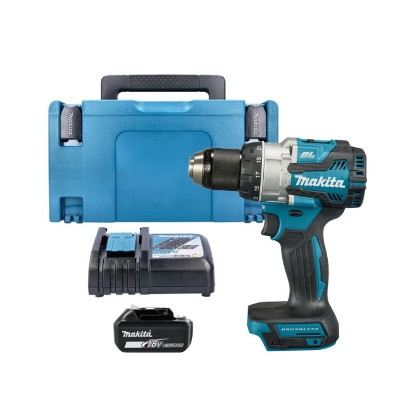 Makita Combi Drill DHP489Z 18V LXT Cordless Brushless 1/2″ 2-Speed Keyless Chuck Max 40Nm 620W With 1 x 3.0Ah Battery, Charger & Case Type 3