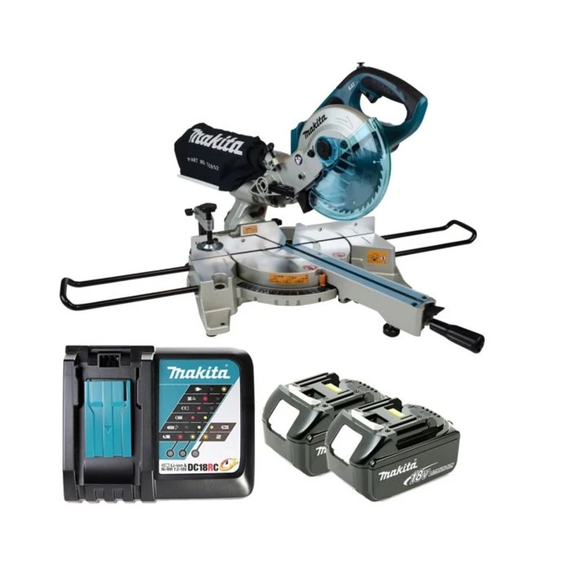 Makita DLS713NZ 18V Cordless 190mm Slide Compound Mitre Saw With 2 x 4.0Ah Batteries & Charger