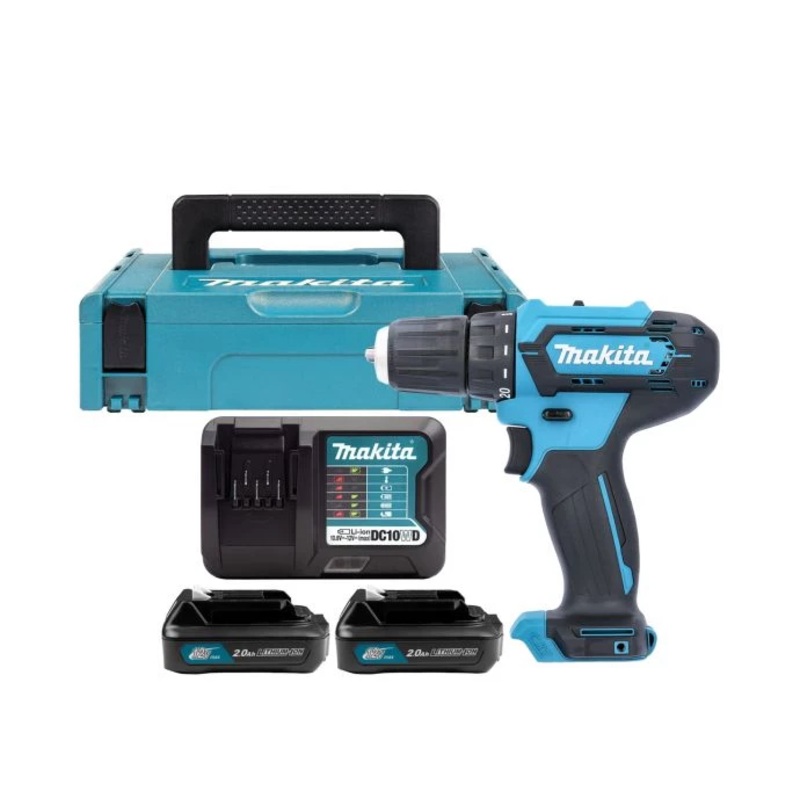 Makita Driver Drill DF333DZ 12V Max CXT Cordless 3/8″ 2-Speed Max 30Nm With 2 x 2.0Ah Batteries, Charger & Case Type 1