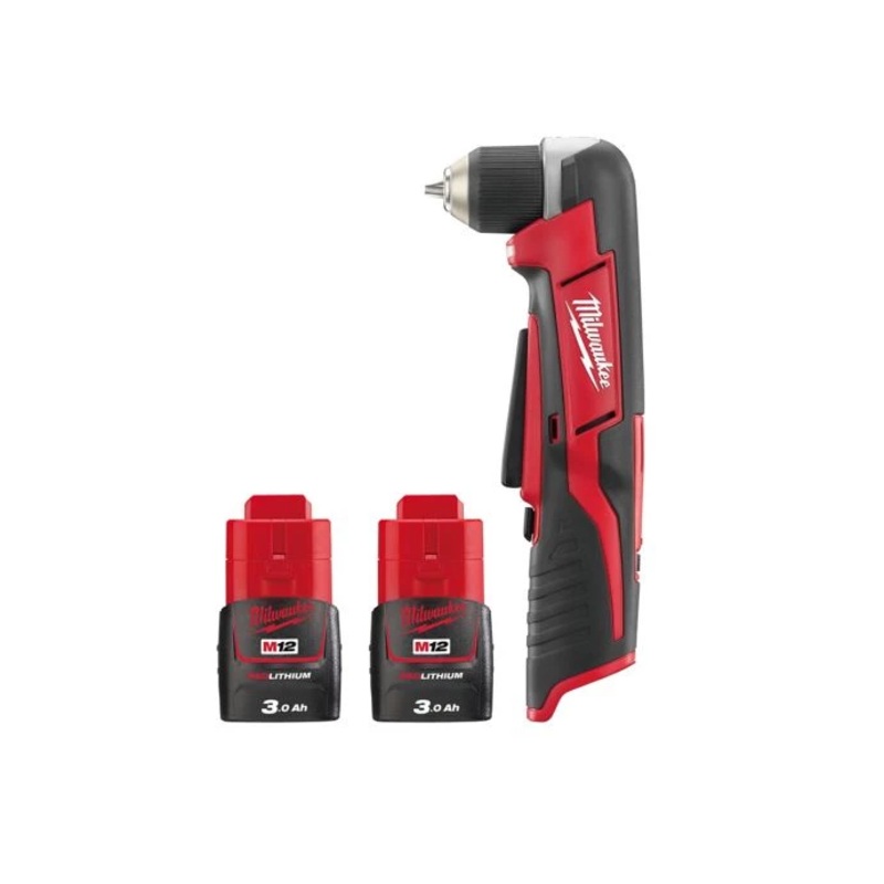 Milwaukee C12RAD 12V Cordless Right Angle Drill With 2 x 3.0Ah Batteries