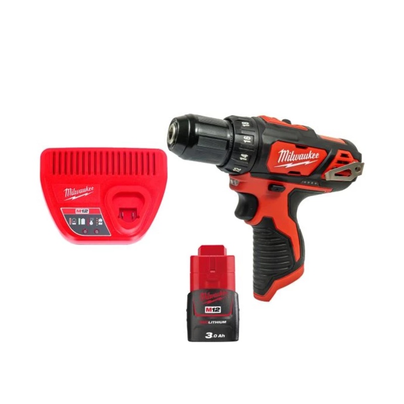Milwaukee M12BDD 12V Cordless Sub Compact Drill Driver With 1 x 3.0Ah Battery & Charger