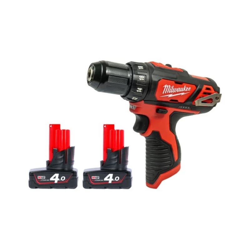 Milwaukee M12BDD 12V Cordless Sub Compact Drill Driver With 2 x 4.0Ah Batteries