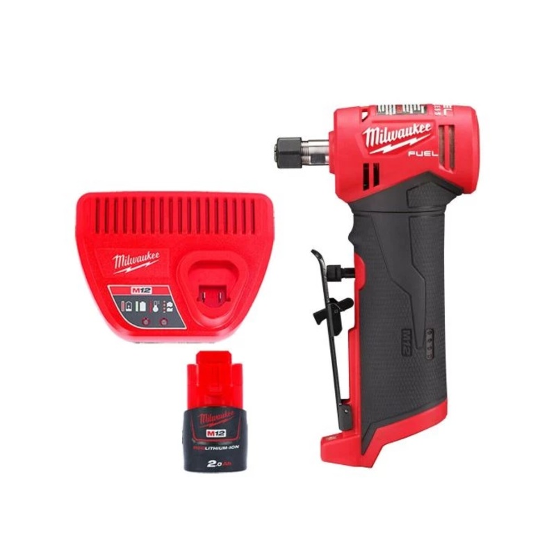 Milwaukee M12FDGA 12V Cordless Fuel Angled Die Grinder With 1 x 2.0Ah Battery & Charger