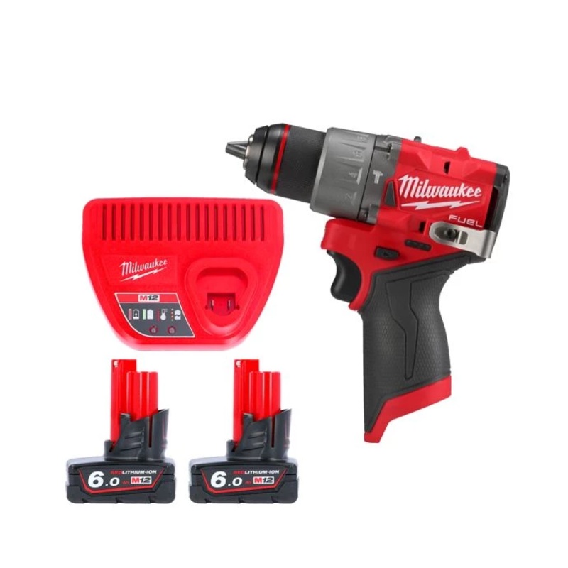 Milwaukee M12FPD2 12V Cordless FUEL New GEN Combi Drill With 2 x 6.0Ah Batteries & Charger
