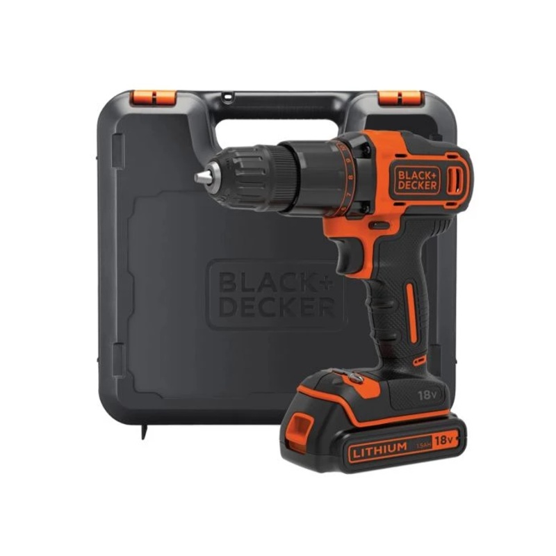 Black & Decker BCD700S1K-GB 18V Cordless 2 Gear Hammer Drill With 1 x 1.5Ah Battery, Charger & Carry Case