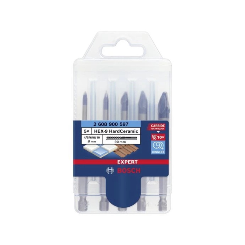 Bosch 2608900597 5 Piece Hex-9 Hard Tile/Ceramic Bit Set 90mm