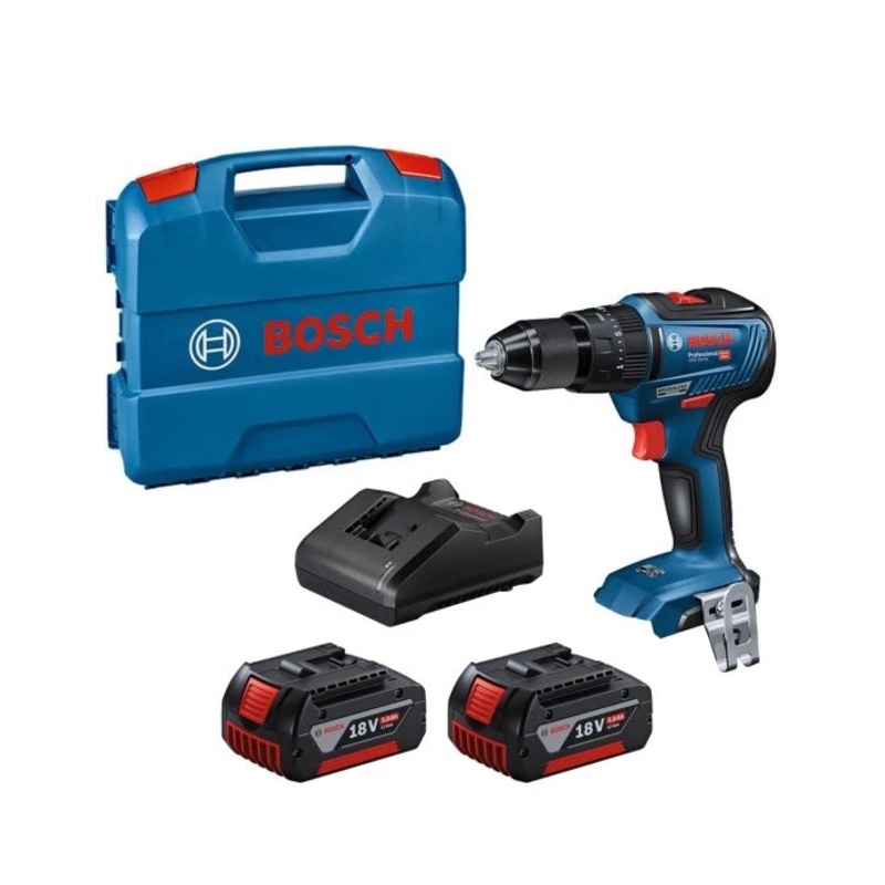 Bosch GSB 18V-55 18V Cordless Brushless Combi Drill With 2 x 5.0Ah Batteries, Charger & Carry Case – 0615990M5W