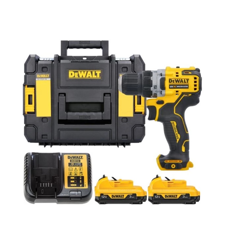 DeWalt DCD701 10.8V / 12V XR Cordless Brushless Sub-Compact Drill Driver With 2 x 3.0Ah Batteries, Charger & TSTAK II Case